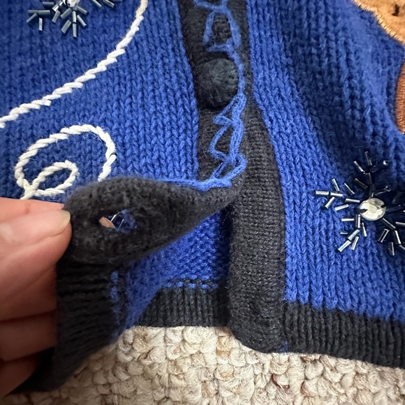 Bobbie Brooks Blue Christmas Sweater Vest - Picture 5 of 8